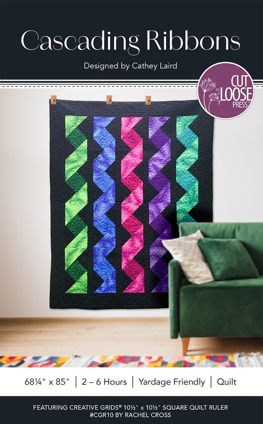 Cascading Ribbons Quilt Pattern by Cut Loose Press - front