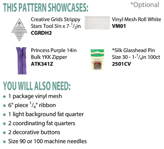 Strippy Stars Zipper Bag Pattern for bag making and sewing projects