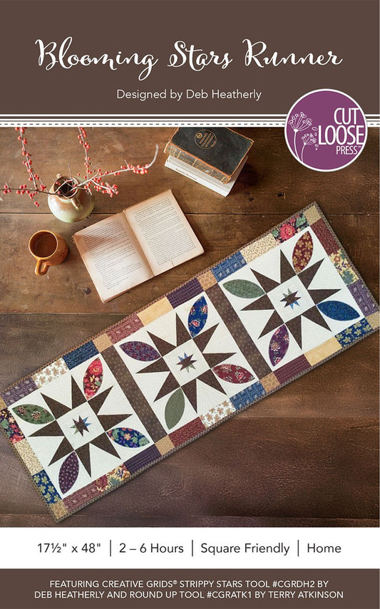 Blooming Stars Runner Pattern by Cut Loose Press - front