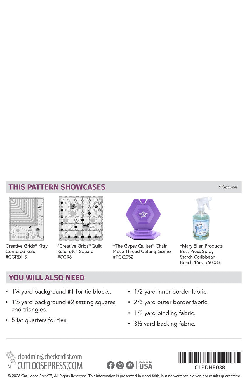 Daddy'd Ties Quilt Pattern by Cut Loose Press by Cut Loose Press - back