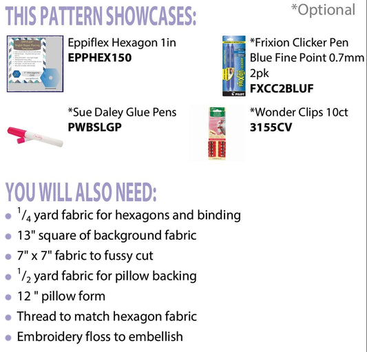 Hexagon Frame Pillow Pattern , quilting and craft projects