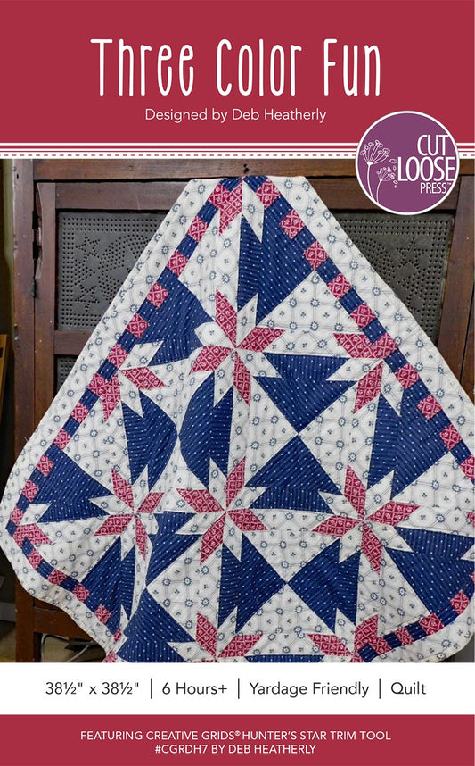 Three Color Fun Quilt Pattern by Cut Loose Press - front