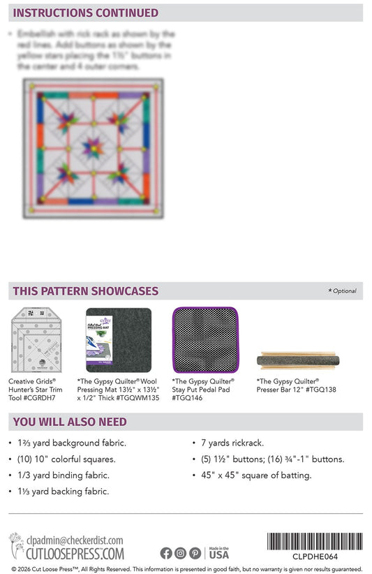 Sew Much Fun Quilt Pattern by Cut Loose Press - back