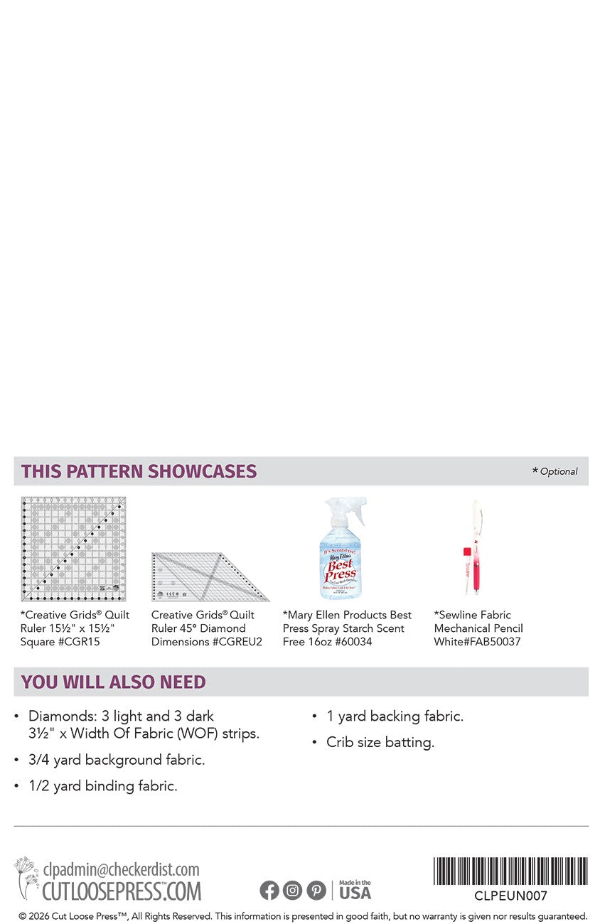 Split Diamond Table Topper Pattern by Cut Loose Press - back