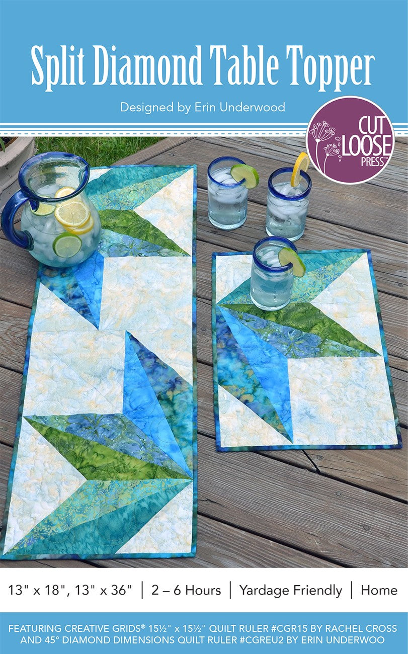 Split Diamond Table Topper Pattern by Cut Loose Press - front