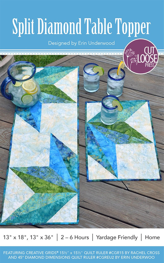 Split Diamond Table Topper Pattern by Cut Loose Press - front