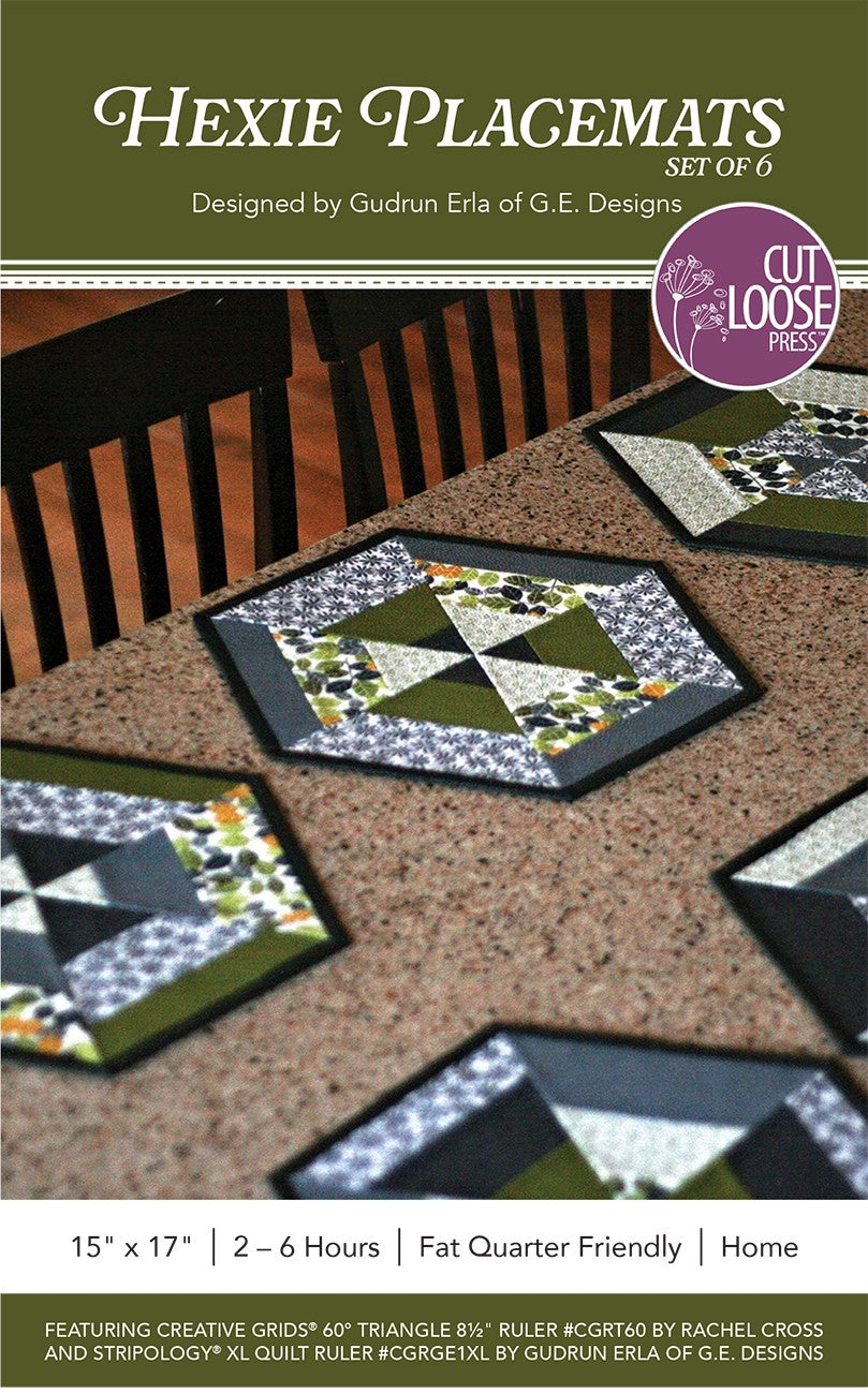Hexie Placemats x6 Pattern by Cut Loose Press - front
