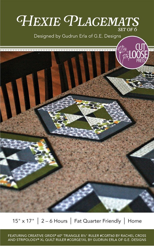 Hexie Placemats x6 Pattern by Cut Loose Press - front