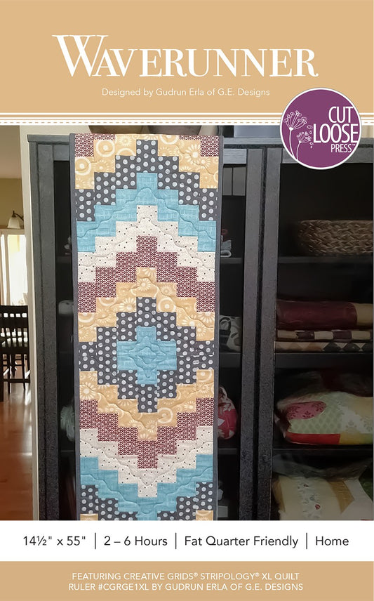 Waverunner Table Runner Pattern by Cut Loose Press - front