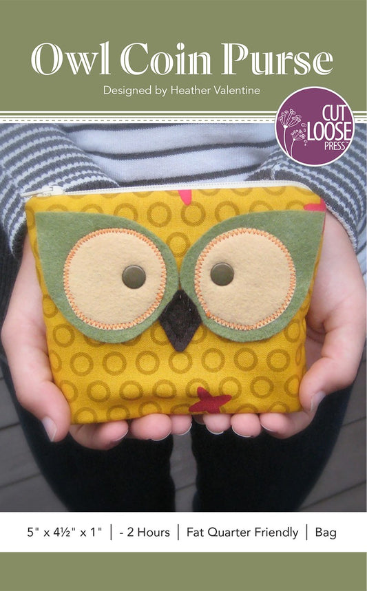 OWL Coin Purse Pattern by Cut Loose Press - front