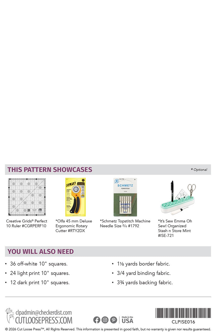 Square One Quilt Pattern by Cut Loose Press - back