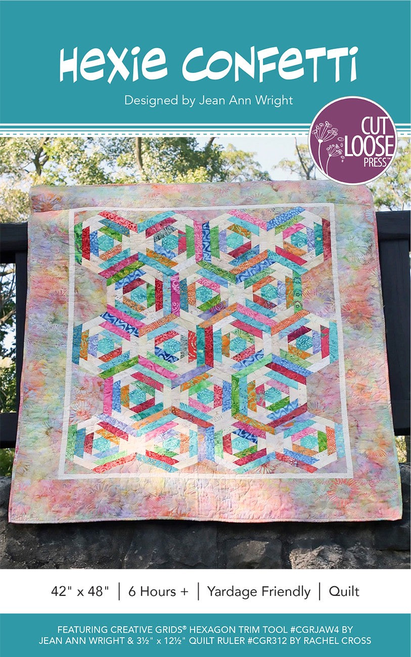 Hexie Confetti Quilt Pattern by Cut Loose Press – updated cover