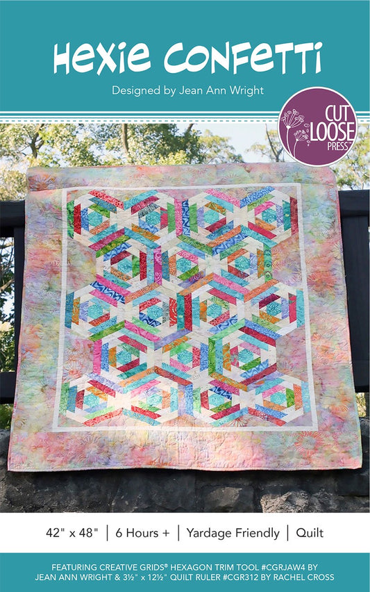 Hexie Confetti Quilt Pattern by Cut Loose Press – updated cover