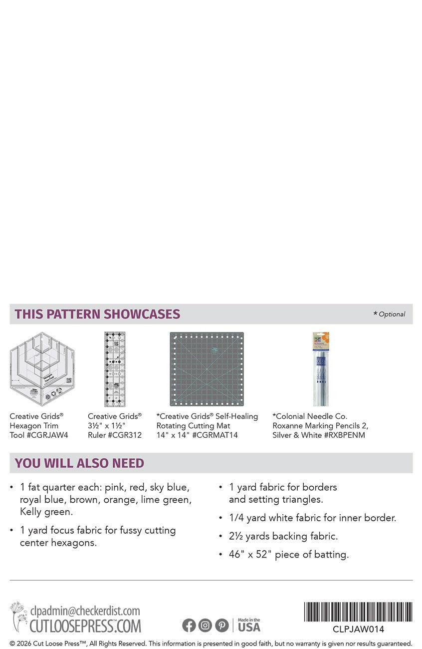 I Spy Hexie Quilt Pattern by Cut Loose Press - back