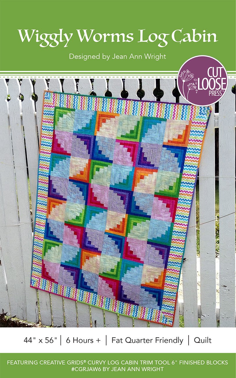 Wiggly Worms Log Cabin Quilt Pattern by Cut Loose Press - front