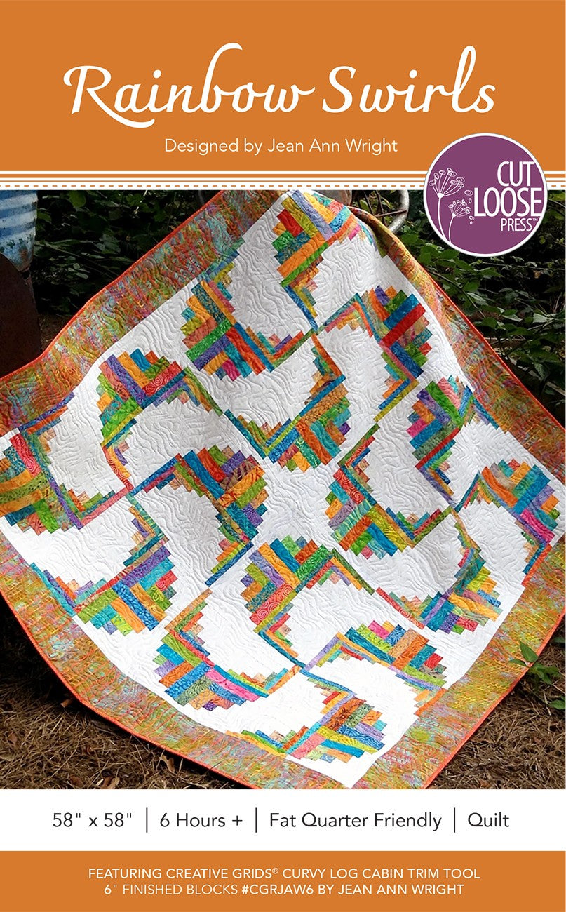 Rainbow Swirls Quilt Pattern by Cut Loose Press - front