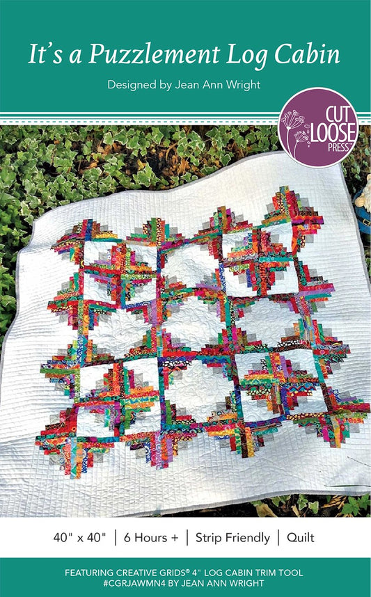 Its A Puzzlement Log Cabin Quilt Pattern by Cut Loose Press - front