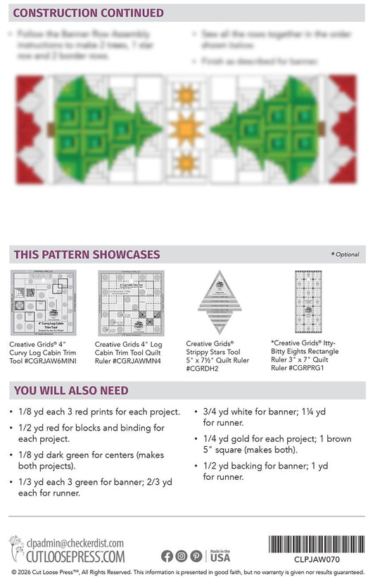 Pine Tree Banner Christmas Table Runner by Cut Loose Press - back