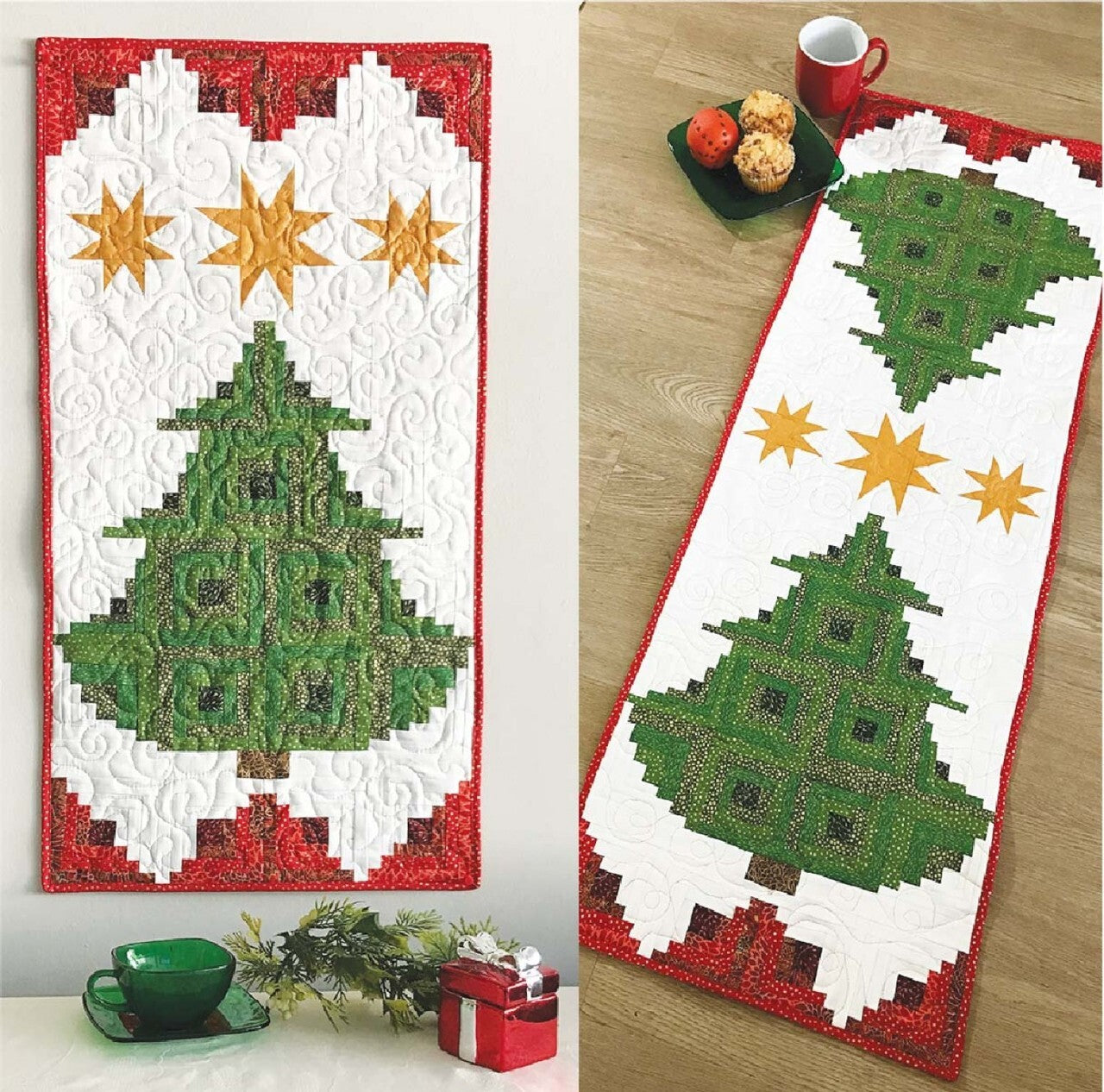 Pine Tree Banner Christmas Table Runner sewing and quilting product
