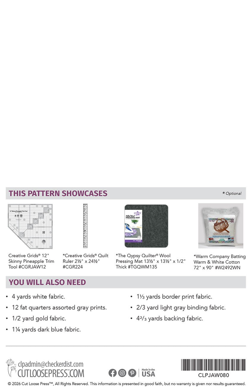Pineapple Pinwheels Quilt Pattern by Cut Loose Press - back