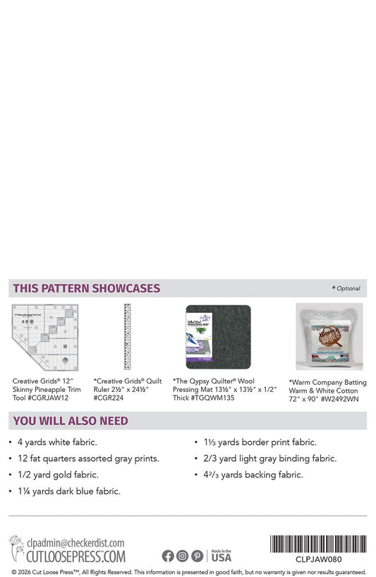 Pineapple Pinwheels Quilt Pattern by Cut Loose Press - back