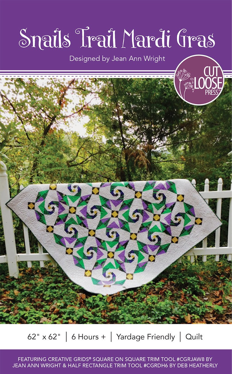Snails Trail Mardi Gras Quilt Pattern by Cut Loose Press - front