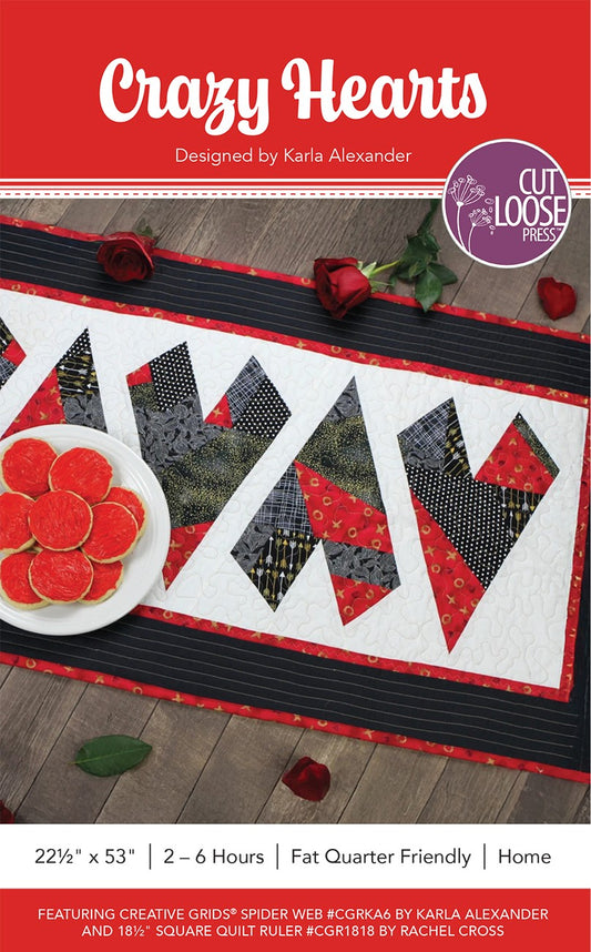 Crazy Hearts Runner Pattern by Cut Loose Press - front