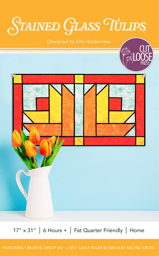 Stained Glass Tulips Runner Pattern by Cut Loose Press - front