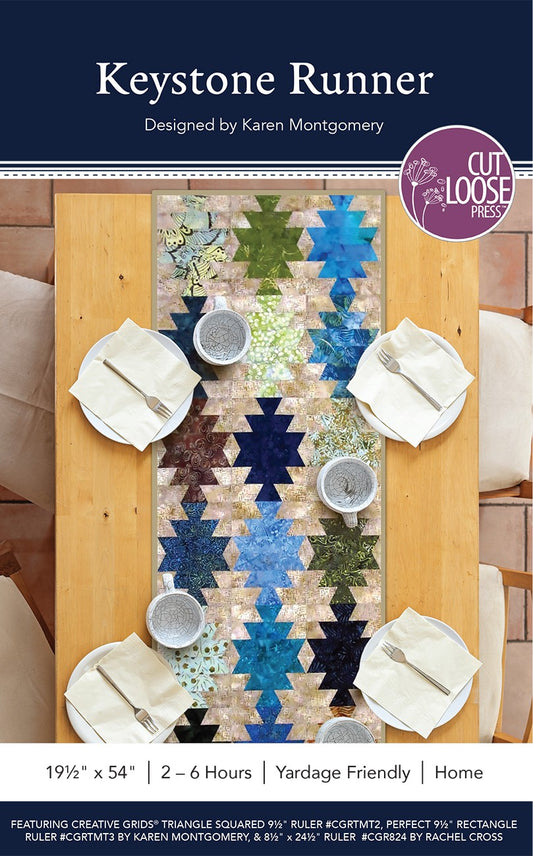 Keystone Table Runner Pattern by Cut Loose Press - front