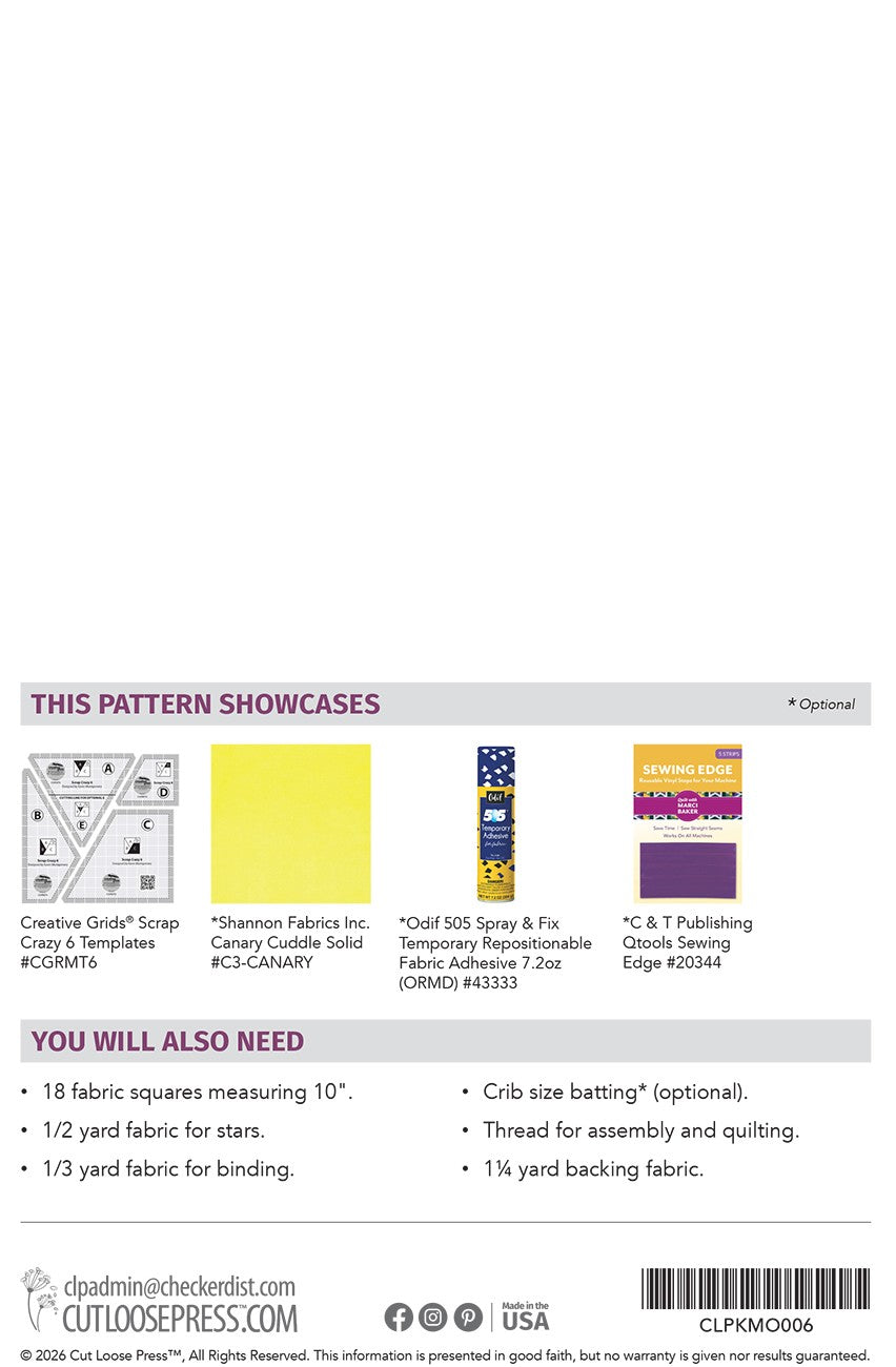 Sparklers Quilt Pattern by Cut Loose Press - back