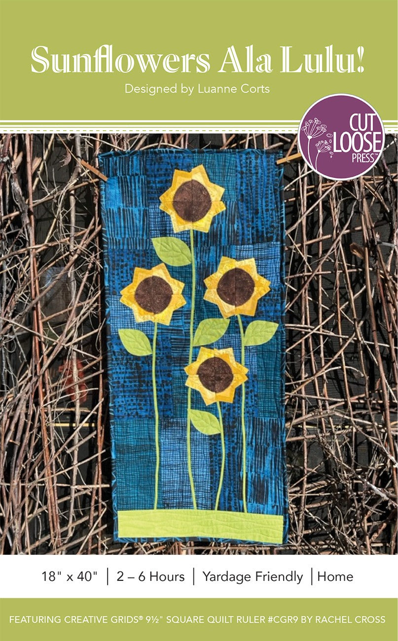 Sunflowers Ala Lulu! Applique Wall Hanging Pattern by Cut Loose Press - front
