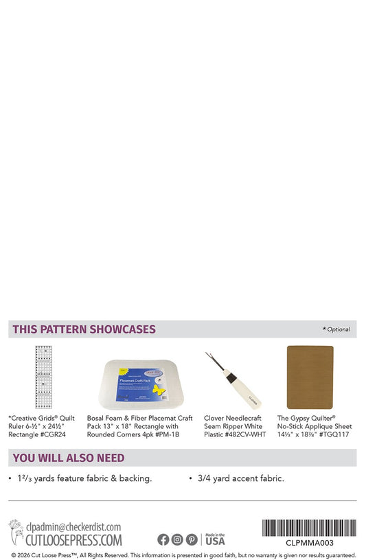 Easy Peasy Placemats with Pockets Pattern by Cut Loose Press - back
