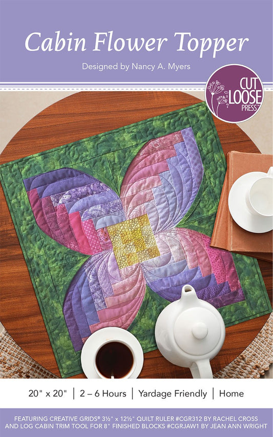 Cabin Flower Table Topper Pattern by Cut Loose Press - front