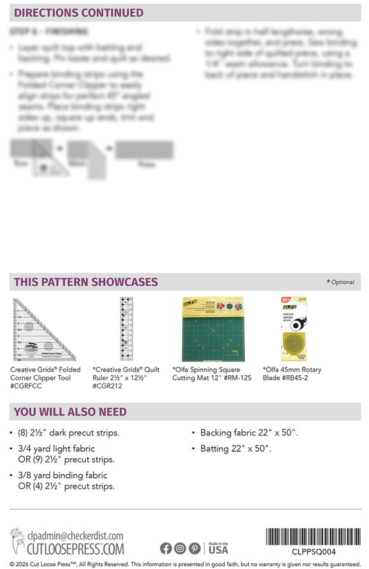 Lanterns Table Runner Pattern by Cut Loose Press - back