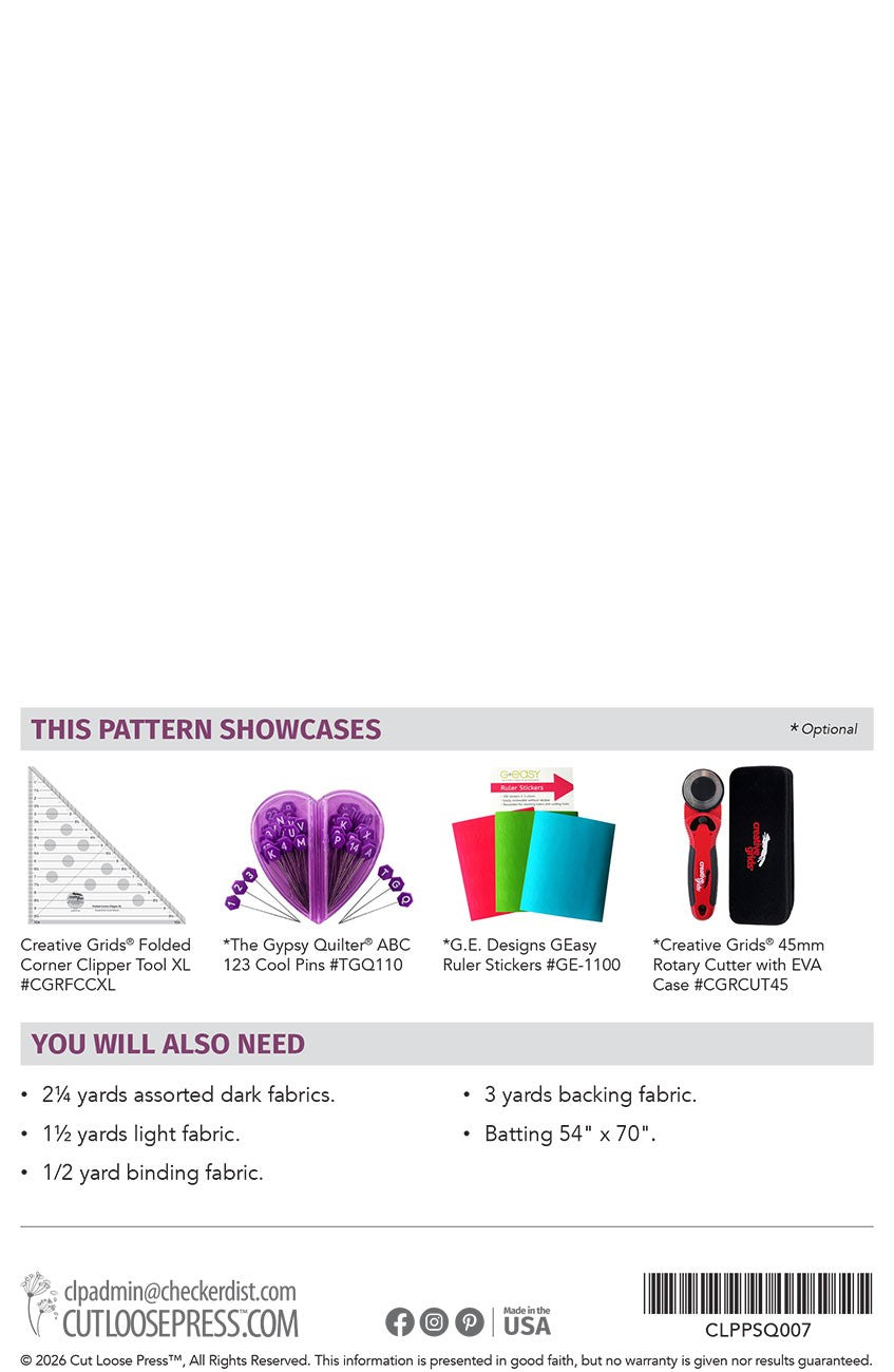 Barn Raising Lite Quilt Pattern by Cut Loose Press - back
