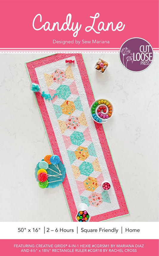 Candy Lane Table Runner Pattern by Cut Loose Press - front