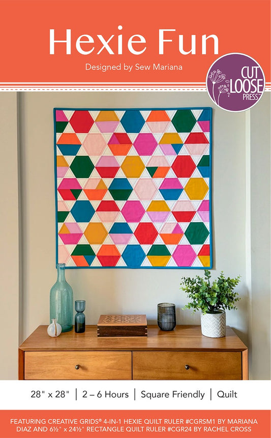 Hexie Fun Wall Hanging Quilt Pattern by Cut Loose Press - front
