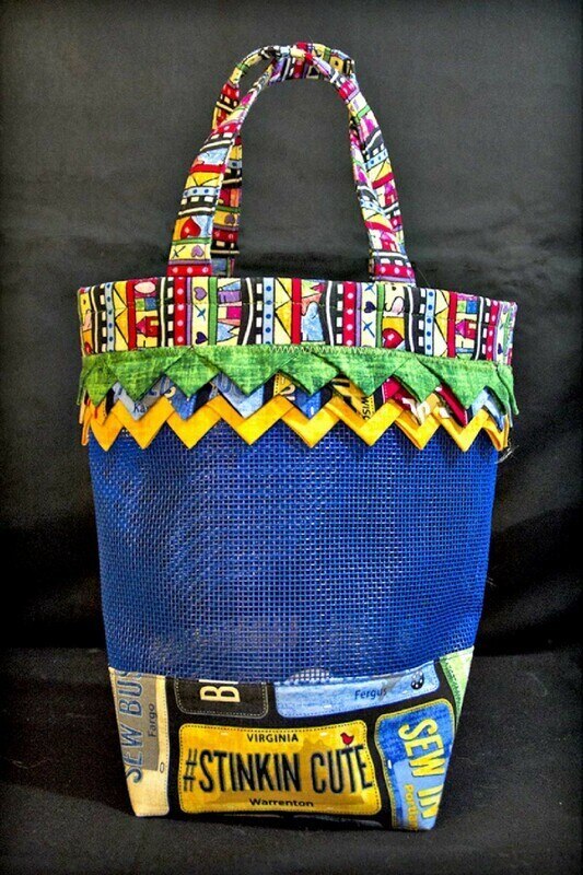 Small Prairie Point Mesh Tote from Cut Loose Press for bag making, sewing and creative projects