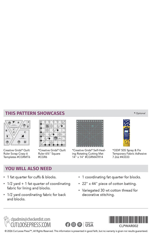 Quilted Patchwork Stocking Pattern by Cut Loose Press - back