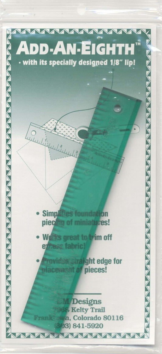 Add-an-Eighth Ruler 1in x 6in for precise cutting, marking and patchwork