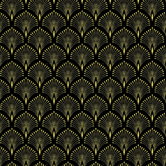 Imperial Bloom - Black Art Deco w/Metallic