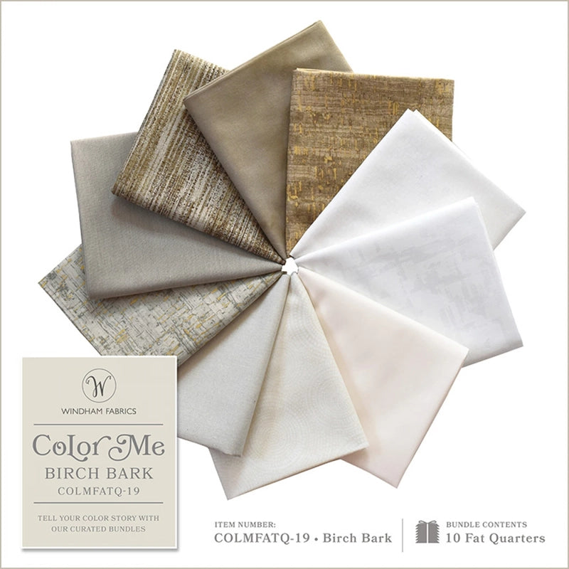 Color Me Fat Quarter Bundle Birch Bark 10pc for patchwork, quilting and sewing