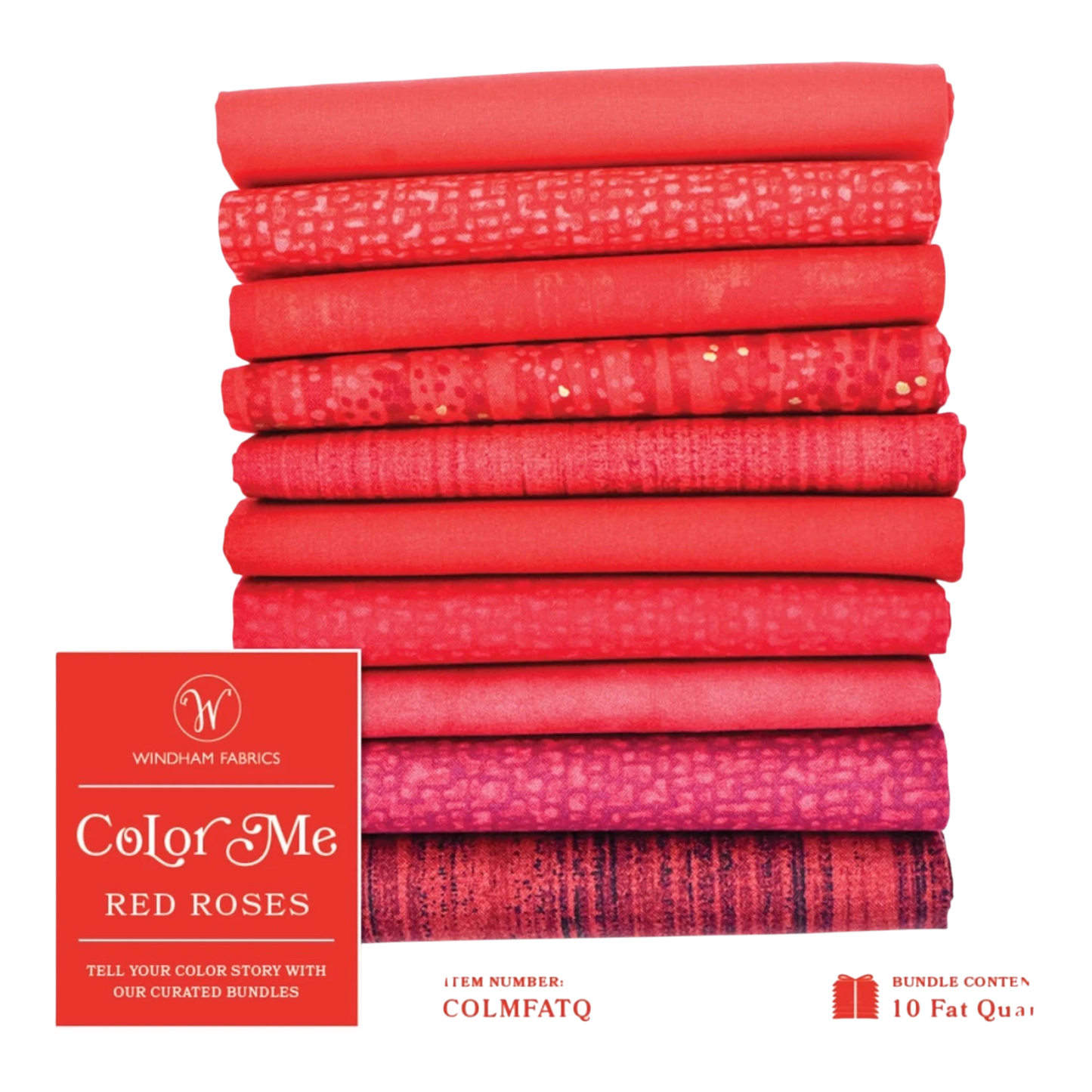 Color Me Fat Quarter Bundle - Red Roses 10pc