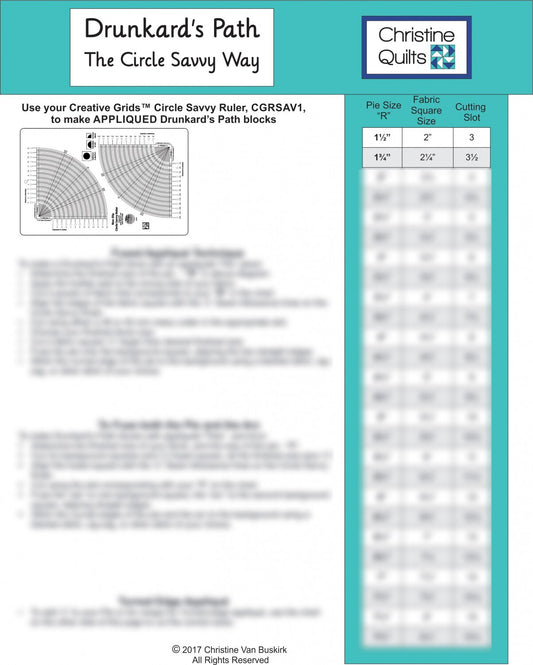 Drunkards Path the Circle Savvy Way Block Pattern , quilting and craft projects