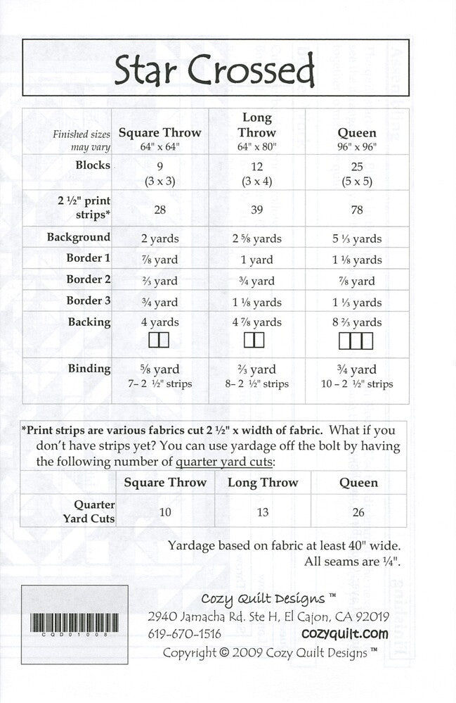 Star Crossed Quilt Pattern , quilting and craft projects