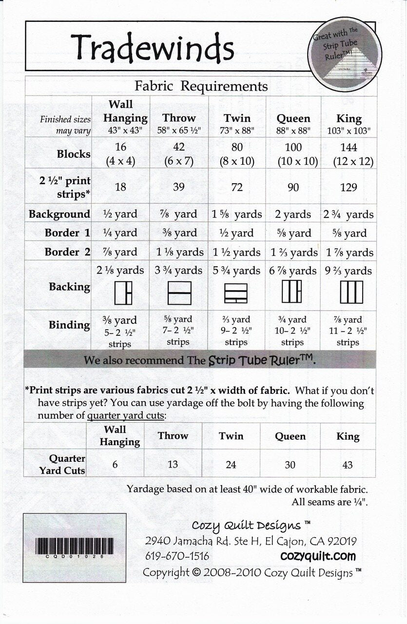 Tradewinds Quilt Pattern , quilting and craft projects