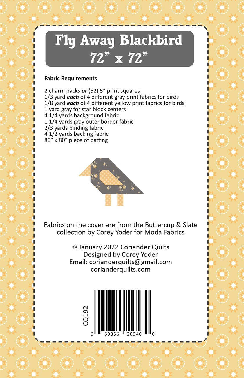 Fly Away Blackbird Pattern , quilting and craft projects