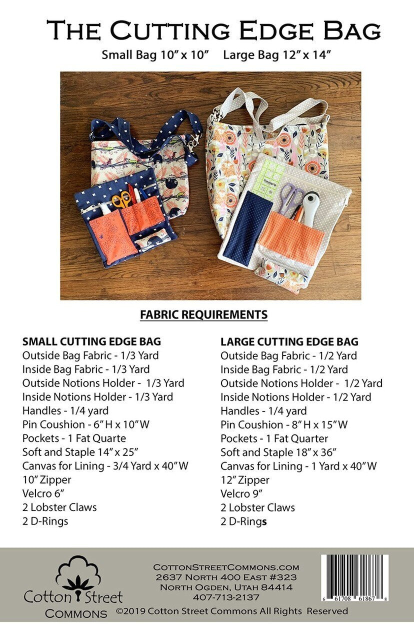 The Cutting Edge Bag Pattern , quilting and craft projects