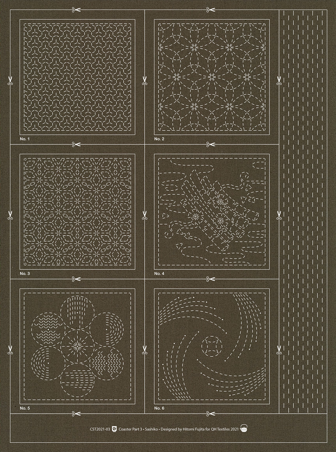 QH Textiles sashiko coaster pattern 3 in Slate