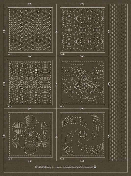 QH Textiles sashiko coaster pattern 3 in Slate